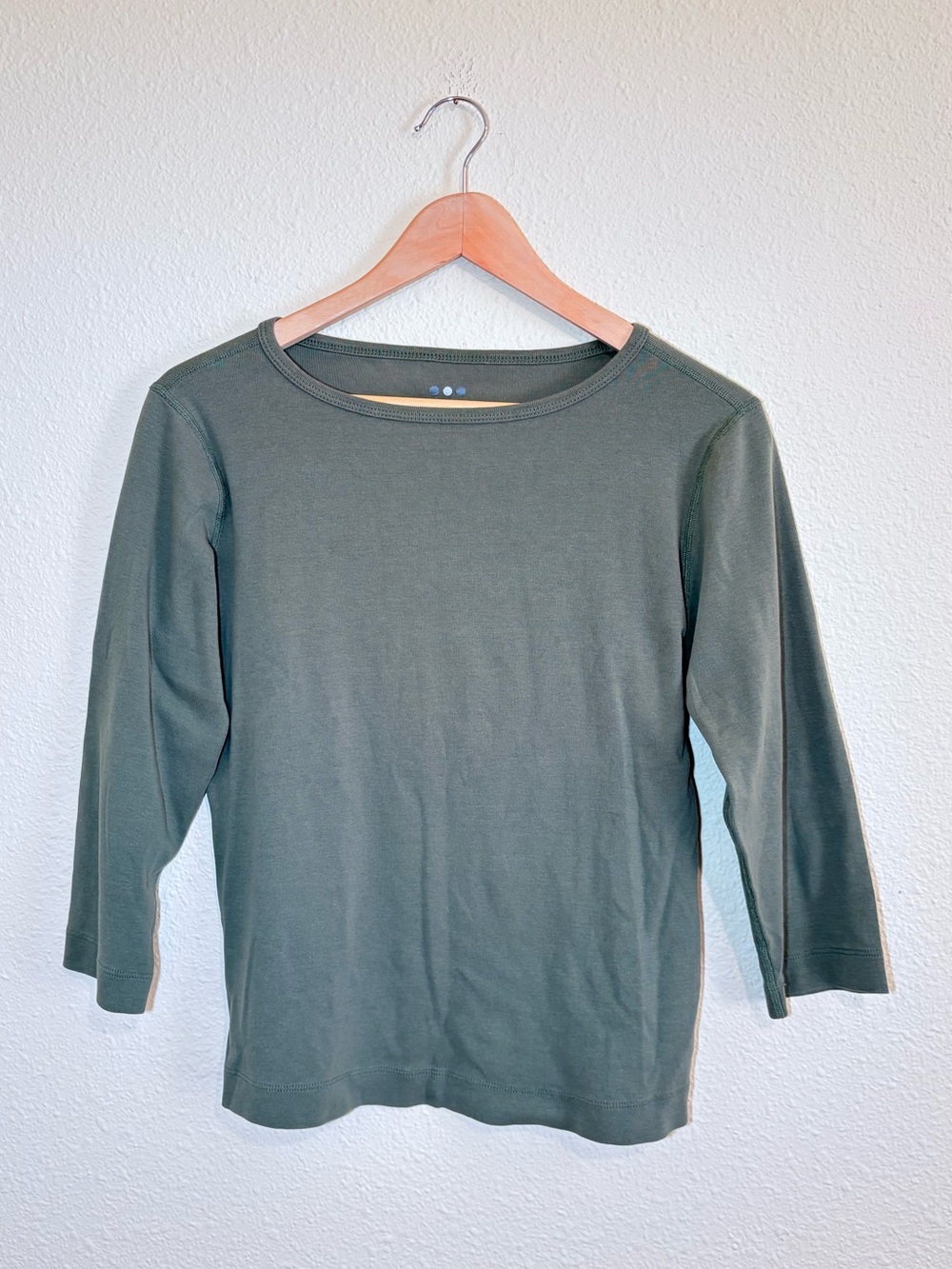 Sage Green Three Dots 100% Cotton 3/4 Length Tee